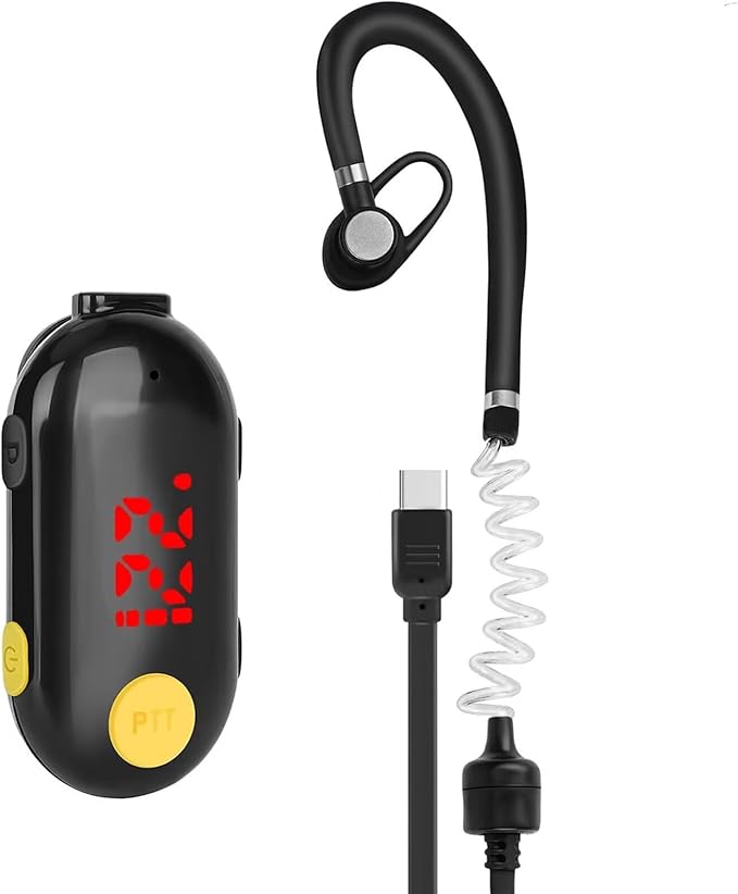 ELIDAIP T-M9 Ultra Mini Walkie Talkies with Earpieces,25 Channel Small Two Way Radio Rechargeable Portable 2 Way Radios with Li-Polymer Battery and Charger for Restaurant,Out Door Sport,Black 1-Pack