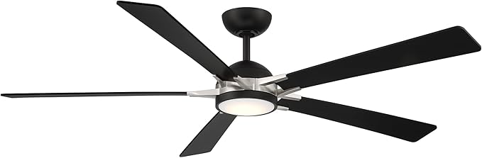 Rotary Indoor and Outdoor 5-Blade 65in Smart Home Ceiling Fan in Matte Black Brushed Nickel with 2700-3000-4000-5000K Selectable LED Light Kit and Remote Control works with iOS or Android WAC App