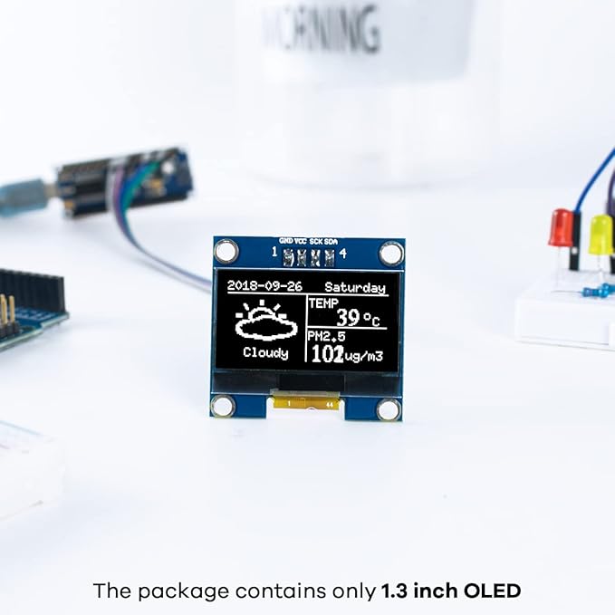 Hosyond 5 Pcs 1.3 Inch IIC I2C OLED Display Module 128x64 Pixel SH1106 Screen Module Compatible with Arduino/Raspberry Pi (White)