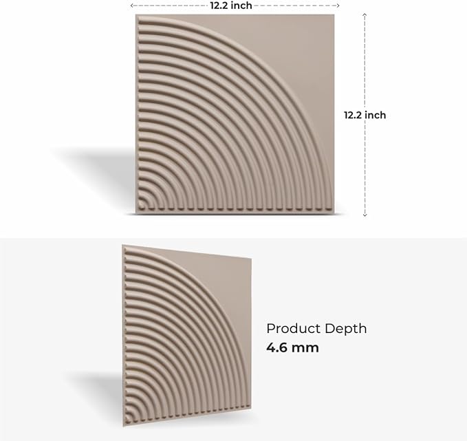 From Plain To Beautiful In Hours 9002 Arc Swell PVC 12 in x 12 in Peel and Stick Wall Panels (Covers / 10 sq.ft), Rodeo Dust, 10 Piece
