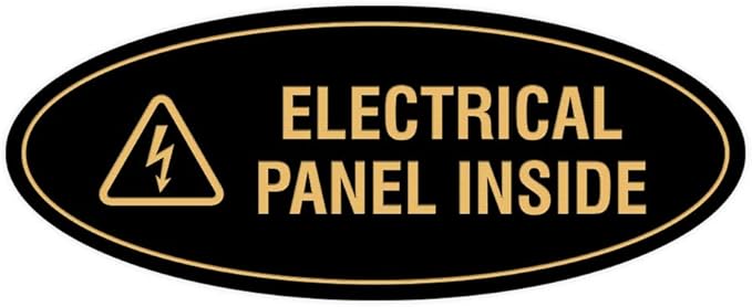 Signs ByLITA Oval Electrical Panel Inside Sign (Black Gold) - Medium