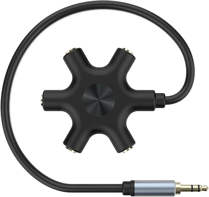 sovunis Multi Headphone Audio Splitter, 5-Way 3.5mm Jack Stereo Headset Adapter to Connect Up to 5 Devices for Mixing, Shared Experiences - for iPhone, iPad & More