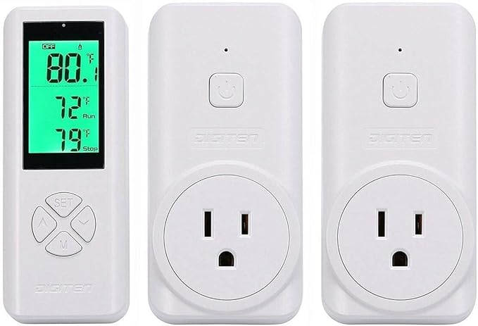 SENSTREE DIGITEN Wireless Temperature Controller, Remote Control Detect Temp, Digital Remote Thermostat, Plug-in Thermostat Outlet