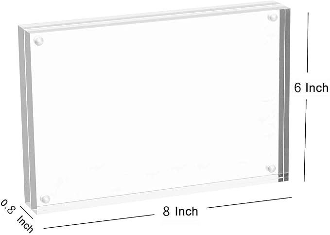 Meetu 5 Pack Acrylic Picture Frame 6x8,Clear Freestanding Double Sided 20mm Thickness Frameless Magnetic Photo Frames Desktop Display with Gift Box Package