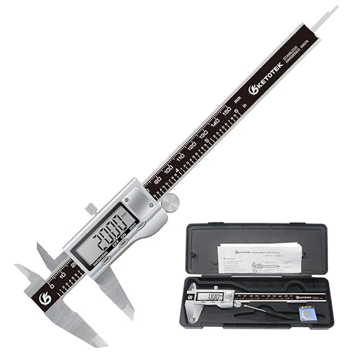 KETOTEK Digital Caliper 6 Inch Measuring Tool, Stainless Steel Electronic Vernier Calipers, Digital Micrometer with Large LCD Screen, inch/Metric Conversion