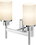 AONEON Vanity Lights Polished Chrome Bathroom Light Fixtures with White Frosted Glass Shade, Double Wall Sconces for Mirror Hallway Entrance Porch T001CH-L2