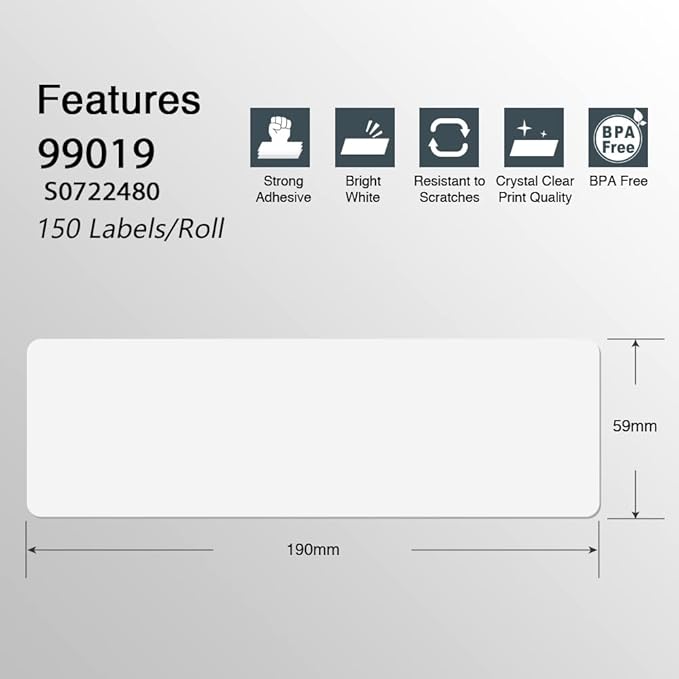 BETCKEY Colored Labels Compatible with Dymo 99019 (2-5/16" x 7-1/2") for Files, Folder, Binders, Compatible for Dymo LabelWriter Thermal 450, 4XL & Zebra Desktop Printers [6 Rolls, 900 Labels, Green]