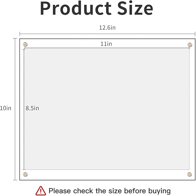 Kalami 8.5x11 Acrylic Wall Mount Picture Frame Self Adhesive, No Drill Floating Frameless Clear Photo Frame for Artwork Diploma Certificate or A4 Letter Size Document Display-Full Frame is 10x13