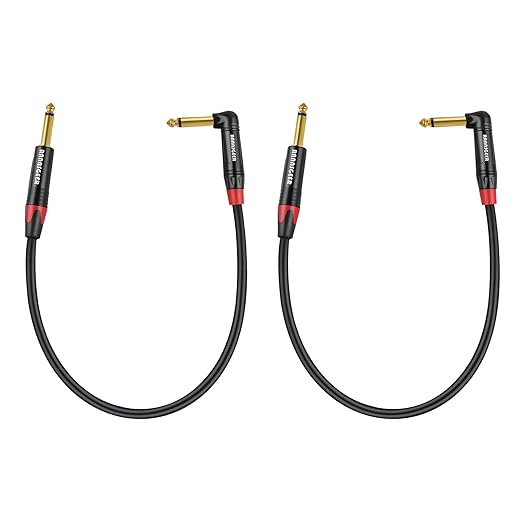 Rannsgeer 2 Pack 1/4 Inch TS Right Angle to 1/4 Inch TS 1 Feet Cable (1 Ft 2 Pack)