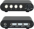 TENEALAY 4-Way 3.5mm Stereo Audio Switch Input Signal Source Switcher Selector Splitter Box with line Volume Controller (4 in 1 Out / 1 in 4 Out) -MC41