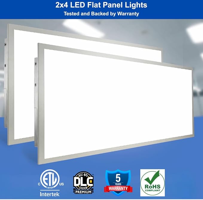 2x4 LED Flat Panel Light Drop Ceiling Office Fixture, 6500LM, Selectable Features, 30W/40W/50W/60W/72W, 3000K/3500K/4000K/5000K/6500K, Dimmable (0-10V), Dustproof ETL