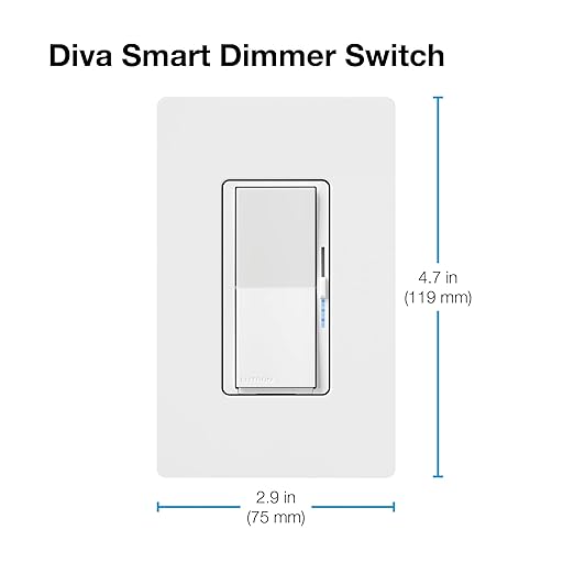 Lutron Diva Smart Dimmer Light Switch for Caseta Lighting (Lutron Smart Hub Required), for LED Lights, 150W, Single-Pole/3-Way, No Neutral, White, 3 Pack (DVRF-6LS-WH-3)