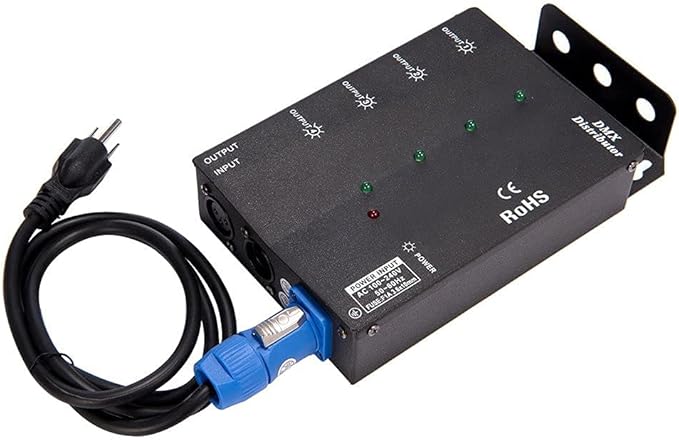 MFL. 4-Way Isolated DMX Splitter Amplifier Distributor with 3-Pin Outputs