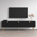 Meble Furniture Dorset 01 TV Stand - Modern Rectangular TV Stand with Storage Cabinets - Media Entertainment Center Console Table for TV Up to 80" - Black