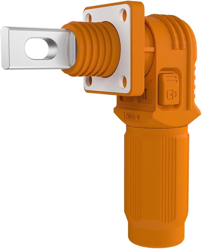 1 Set Battery Energy Storage Connector, Quick Plug Terminal High Current Connectors Copper Plate Wiring Adapter Right Angle Plug and Socket IP67 Waterproof Power Connector 150A 35mm² (150A, Orange)