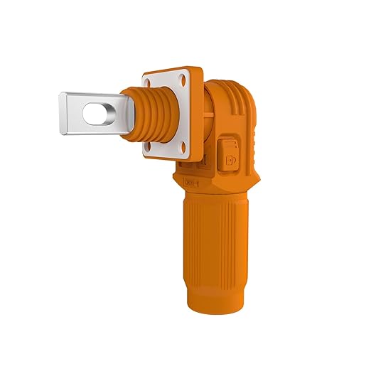 350A Battery Energy Storage Connector, 120mm² High Current Connectors IP67 Waterproof Copper Plate Wiring Power Adapter Quick Plug Terminal Right Angle Plug and Socket (1500V Black+Orange)