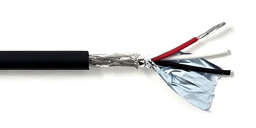 KWANGIL 3C 20AWG AMSB Shielded Cable Wire (UL2464) - Highly Flexible Str TC, PVC Ins, OS+TC BRD, PVC JKT for CNC Machine, Stepper Motor, VFD Spindle (Matte Black 100FT)