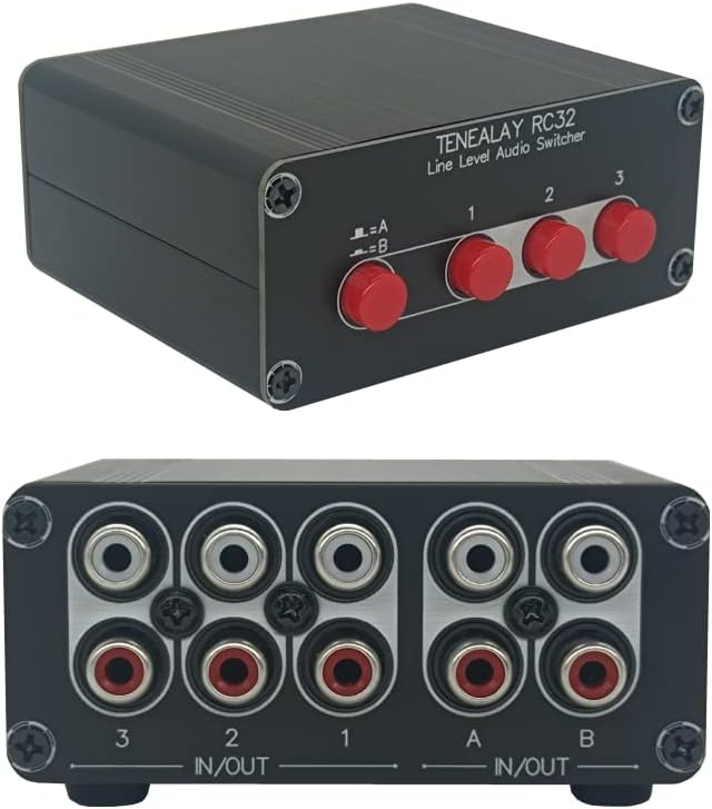 TENEALAY 3 in 2 Out RCA Stereo Audio Switch Input Signal Source Switcher Selector Splitter Box -RC32