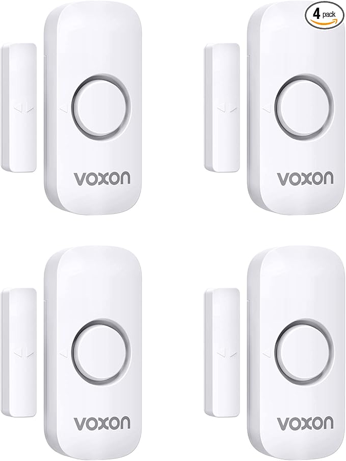 Door Window Alarm for Kids Safety, VOXON Door Alarm for Home Security Personal Security Window Alarms Sensor Burglar Door Alarm for Home, Cars, Sheds, Caravans DIY Kit Pack of 4