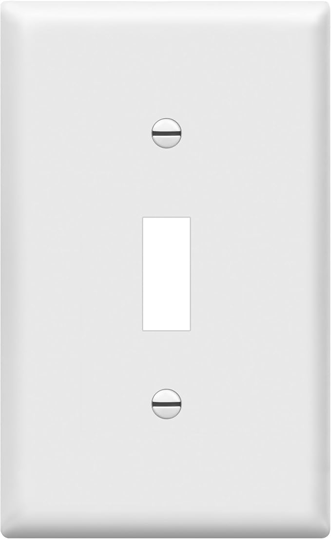 ENERLITES Toggle Light Switch Wall Plate, Gloss Finish, Size 1-Gang 4.50" x 2.76", Unbreakable Polycarbonate Thermoplastic, 8811-W, White