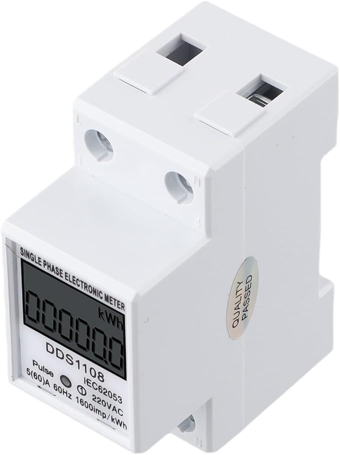 Digital Energy Meter LCD Display 50A 60A Single Phase Power Monitor Electric Consumption Meter with Backlight LED Pulse Indicator for Industrial Commercial Use(Without backlight)