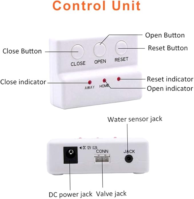 E-SDS Washing Machine Leak Detector with Automatic Water Shut-Off and Sensors and Sounds Alarm for Pipes 1" NPT, Water Leak Detector with Shutoff Valve for Laundry,Water Heaters More