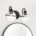 WINSHEN Black 2-Lights Wall Sconce Lighting with Seeded Glass Lampshades Industrial Bathroom Vanity Light Fixtures for Hallway Kitchen Bedroom