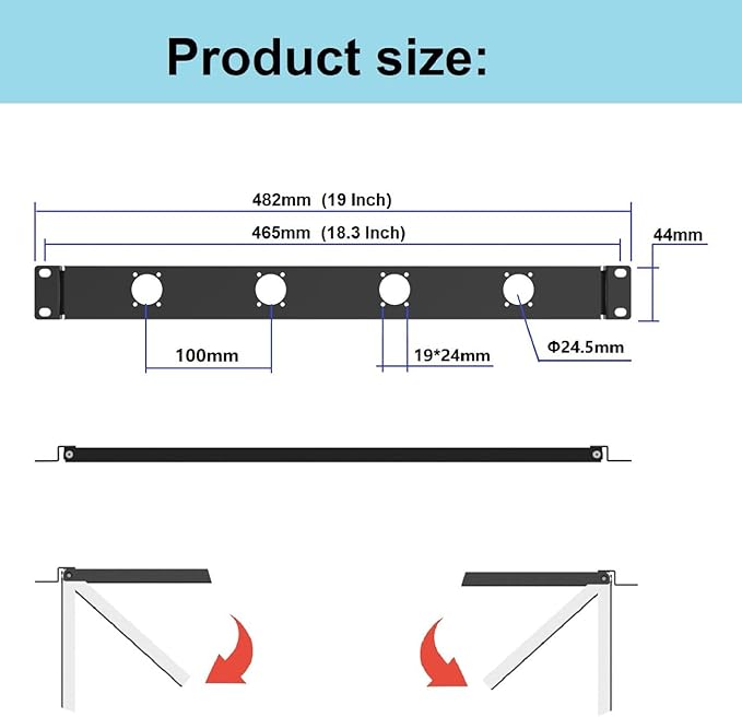 QiaoYoubang 1U Hinged 4D Rack Panel 4 D-Series XLR HDMI Audio Rack Mount Panel for 19 inches Rack Mount (4D)