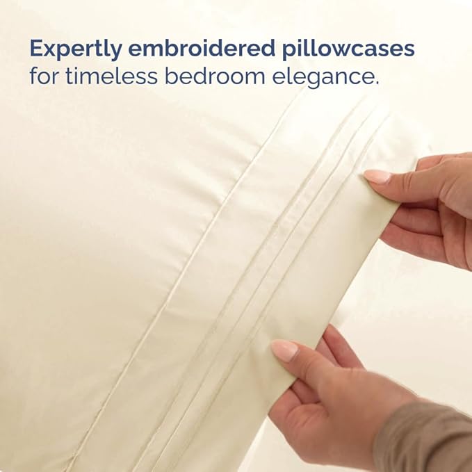 Full XL Bed Sheet Set - 4 Piece Extra Long Extended Full XL Sheets - Soft, Breathable & Cooling - Fits 8” to 16" Mattress w/ Deep Pockets - 54" x 80" - Easy-Fit, Wrinkle & Fade Resistant - Off White