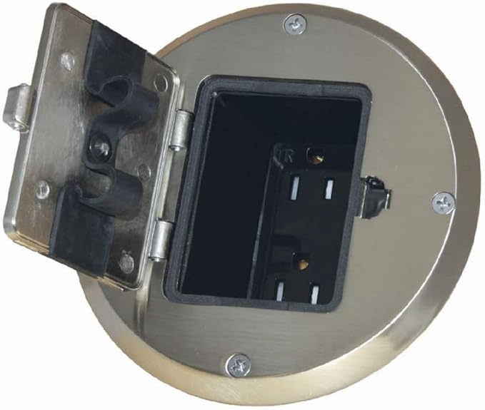 RACO 6239NI Floor Kit with Recessed Duplex 15A TR Device and Adjustable Steel Box, 1-Gang, Nickel