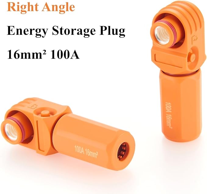 Right Angle 6mm 16mm² 100A Single Core Battery Energy Storage Connector IP67 Waterproof HV Battery Storage Plug,1PC (Orange, 100A)