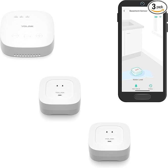 YoLink Smart Home Starter Kit: SpeakerHub & Water Leak Sensor 4 with 105dB Audio Alarm 2-Pack, SMS/Text, Email & Push Notifications, Freeze Warning, LoRa Up to 1/4 Mile Open-Air Range, w/Alexa, IFTTT
