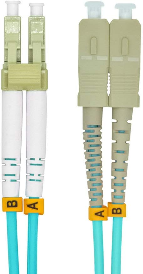 Jeirdus 50Meters 160ft LC to SC Duplex 50/125 10G OM3 Multi-Mode Fiber Optic Cable Jumper Optical Patch Cord LC-SC