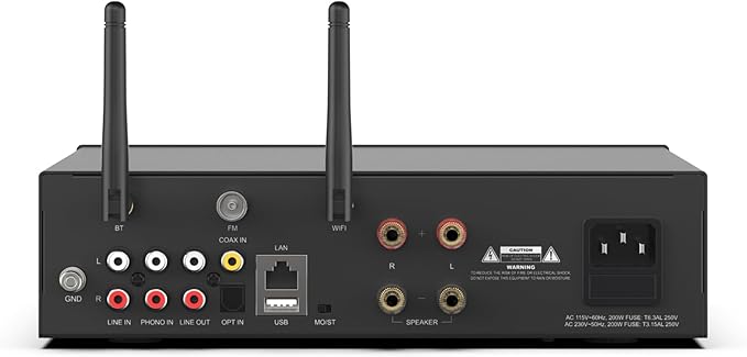 Arylic A100 Wireless Full Digital HiFi Amplifier with FM Radio, 100W×2 WiFi & Bluetooth Audio Receiver, Supports AirPlay, Spotify Connect,Multiroom, Ideal for KTV, Home Theater, and Broadcasting.