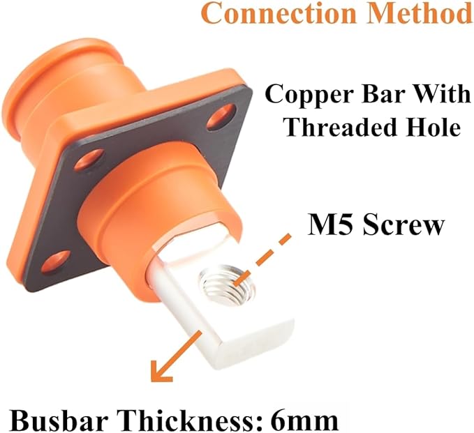 1 Set Battery Energy Storage Connector 150A 35mm² High Current HV Connectors Quick Plug Terminal Right Angle Plug and Socket IP67 Waterproof Power Adapter (Orange, 150A)