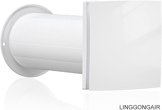 LINGGONGAIR Room Ventilation Fan 4-inch 5W EC Motor, Two-Way Wall Exhaust Fan with Ceramic Filter & Reversible Remote, Suitable for Home, Attic, Garage, Company, and Air Circulation