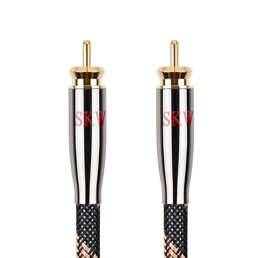 SKW Digital Coaxial Cable RCA to RCA Multiple Shield with Ultra-high Purity Copper Subwoofer Cable for HiFi Systems 3.2ft/1M