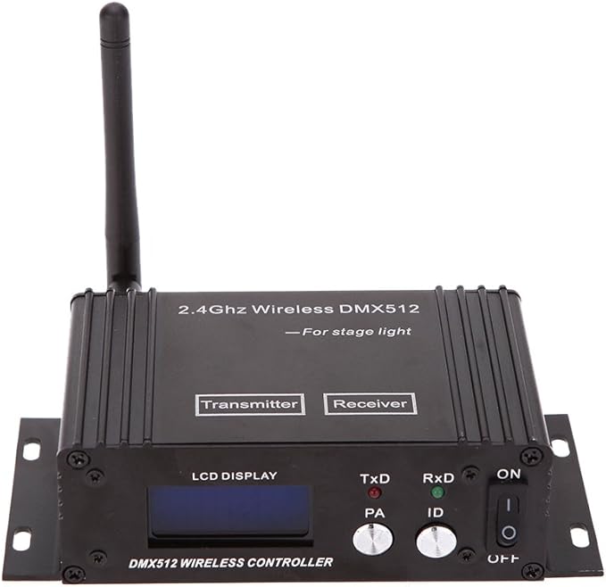CaalLogt DMX512 Controller 2.4G Wireless Controller Transmitter Receiver LCD Display Power Adjustable Lighting Repeater Controller 16 Groups ID Coding for Party DJ Show Club Stage Disco Stage Light