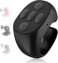 Fingertip Wireless Bluetooth Remote Control, 2026 New Bluetooth Ring Scroller Video Scrolling Ring Remote Control Page Turner (Black)