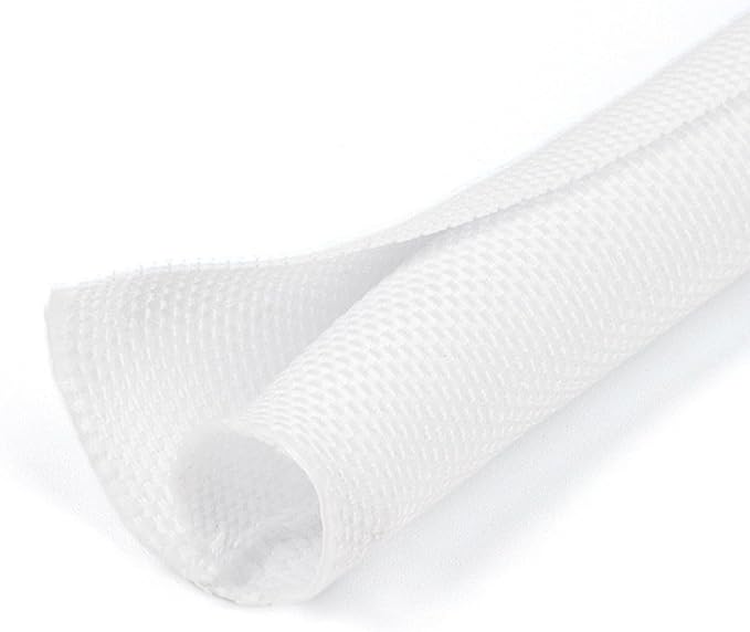 HOLED 2 inch Split Braided Cable Management Sleeve for USB Cable Power Cord Audio Video Cable, Wire Loom Cord Protector from Cat Dog Chewing (White, 10FT)