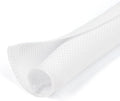 HOLED 1/2 inch Split Braided Cable Management Sleeve for USB Cable Power Cord Audio Video Cable, Wire Loom Cord Protector from Cat Dog Chewing (White, 25FT)