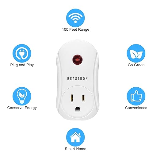 Beastron Upgraded Remote Controlled Outlet (1 Pack with 1 Remote),Expandable Remote Light Switch Kit, Wireless On Off Power Switch, 100ft RF Range, Compact Design, White