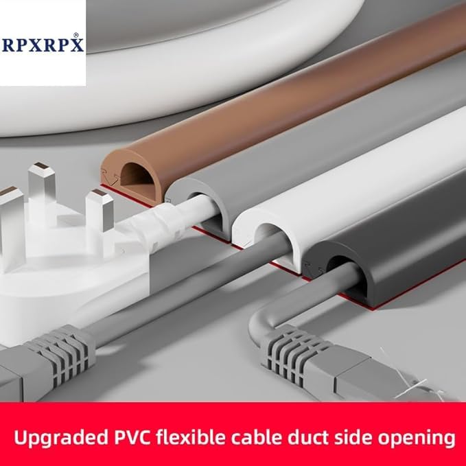 RPXRPXSide Open One Cord Cable Raceway Wire Cover for Cords, Our Cable Track is Best Suited for one Wire (Diameter <0.27"),Wire Raceway Management Cable Concealer Channel (Brown, 196in)
