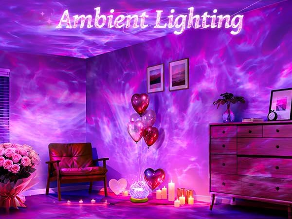 Trendy Valentine's Day Gifts for Teen,18 Colors Northern Lights Projector Mood Lighting,Dimmable Ocean Lamp,Night Light Projector Lights for Bedroom with Remote,Room Decor for Teen Girls-Birthday Gift