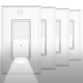 4Pack SOZULAMP Illuminated Light Switch-Esay to Install,No Neutral Wire,Single-Pole Paddle Rocker Lightswitch with Night Light,15Amp 120/277Volt,Glossy White