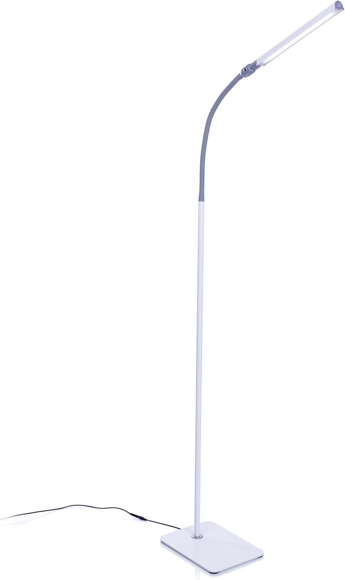 Daylight Floor lamp Uno Pro, Standing Lamp for Living Room, Bedroom, Salon, Office, Touch Control, Flexible Arm, Sleek Design, White