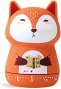NUOSWEK Mechanical Kitchen Timer, Cute Animal Wind Up 60 Minutes Manual Countdown for Kids, Classroom, Home, Study and Cooking (Orange Fox)