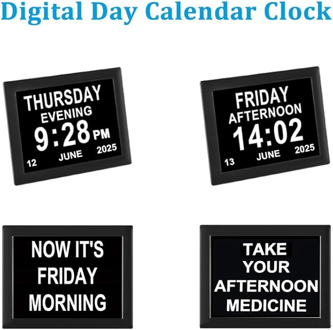 Jaihonda 8 Alarm Options Clock with Day and Date for Elderly,Level 10 Dimmable Dementia Clocks for Seniors,Large Diaplay Digital Clocks with Large Number,Alzheimers Clock(8 inch)