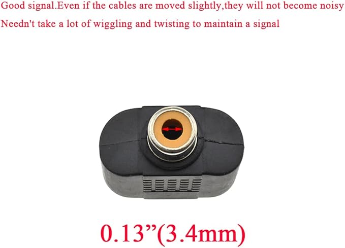 HAHIYO 3 RCA F-2x3.4 RCA F Stereo Plug Interconnect Audio One Male 3.4mm(1/8inch) Two Male 3mm(1/8inch) Adapter Splitter Good Signal Sound Snap Tight Not Wobble for Headphone Guitar Black 2pcs