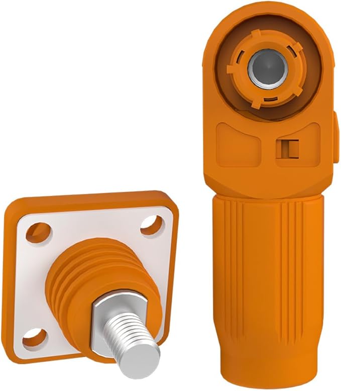 1 Set Battery Energy Storage Connector, Quick Plug Terminal High Current Connectors Right Angle Plug and Socket IP67 Waterproof Power Connector Stud Wiring Method 200A 50mm² (200A, Orange)